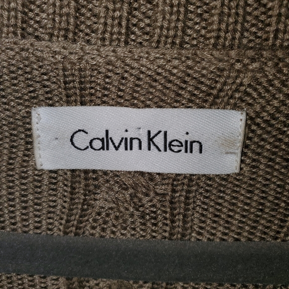 310- Calvin Klein Cable knit Faux Wrap Sweater dress shawl neck  long sleeve - Picture 9 of 14